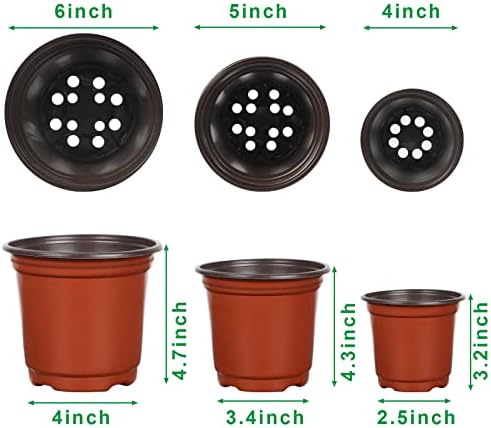 120 Pcs Plastic Plants Nursery Pot, Seed Starting Pots 4,5,6-Inch