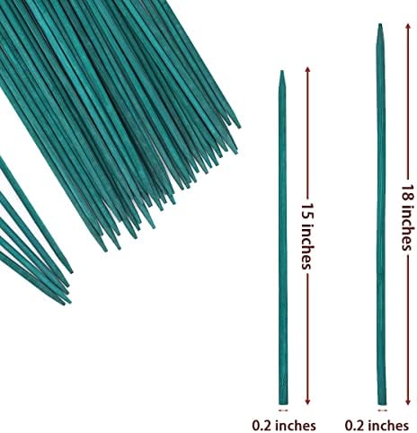 GAGINANG Green Bamboo Plant Stakes, 50 Pcs 15 Inches Floral Support Sticks