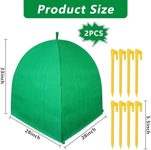 GJL 2 Pack Winter Plant Covers Freeze Protection, 28×28×33 Inch Shrub Tent