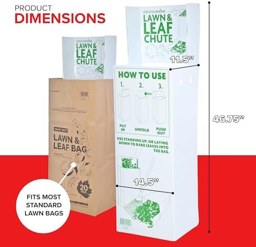 Lawn and Leaf Chute, Reusable Lawn Bag Holder for Easy Leaf Collecting, Durable Lawn Bag Funnel for Paper Leaf Bags, Leaf Bag Chute for Sweeping and Collecting Yard Debris, No Bending Required!