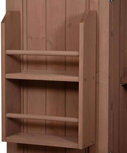 Potting Bench with Hutch, 65" H Solid Fir Wood Garden Workstation, Large Countertop,Patio Kitchen Island with Adjustable Shelves,Spice Rack, Side Hook and Drawer (Brown-Drawer)