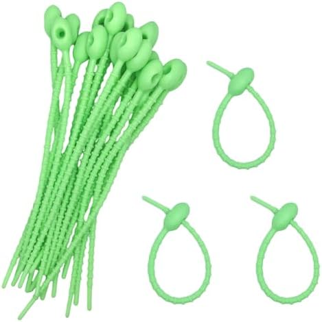 30pcs Silicone Self Locking Reusable Zip Ties for Fixing Bundling Organizing 4.7in Pastel Color Soft Cord Cable Strap Multi Purpose Twist Tie Clip for Garden Plant Home Kitchen Office (Green)
