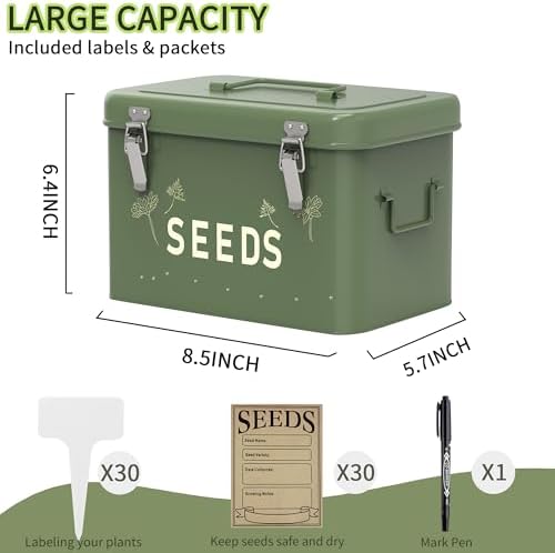 Metal Seed Storage Organizer, 3 Compartments, Vintage Dark Green