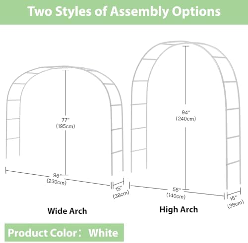 RUBFAC 7.8ft Garden Arbor, Metal Arch Frame for Wedding Ceremony