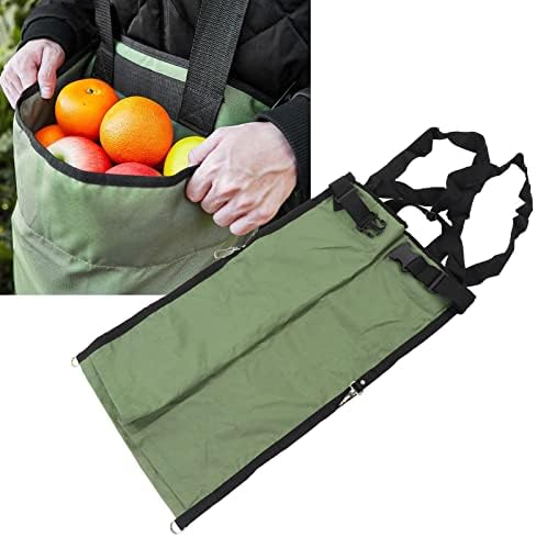 Fruit Picking Bag Large Harvesting And Gathering Bag Green Double Buckle 600D Oxford Cloth Harvest Fruit Vegetable Picking Bag Garden Apron for Outdoor Orchard Farm