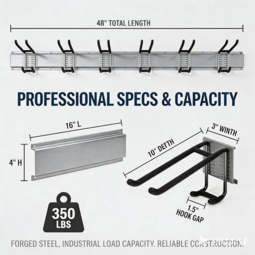 Aking Ace 48-Inch Garage Wall Organizer, Heavy-Duty Hook Set, 350lbs