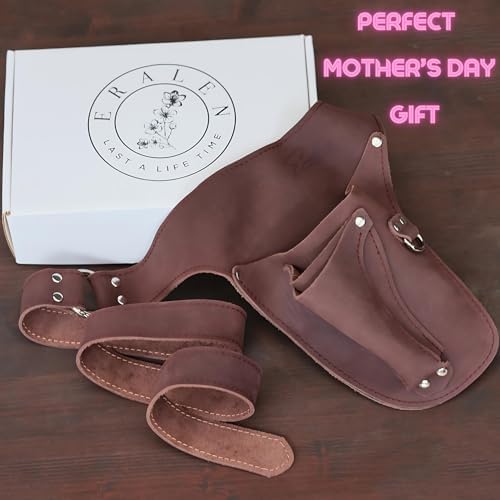 Leather Garden Tool Belt for Women- Utility Belt, Gardener Gifts, Florist Belt Holster, Gardening Belt, Small Tool Belt - Gift Box Included with Hammer Holder