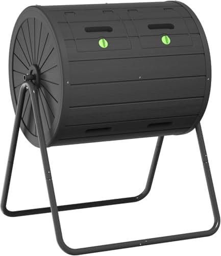45 Gallon Outdoor Compost Bin, Large Composting Tumbler, Black