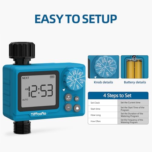 Sprinkler Timer Outdoor, Digital Pogrammable for Garden Hose, Irrigrtion Timer with Rain Delay and Manual Mode