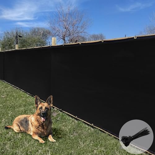E&K Sunrise 6' x 102' Privacy Fence Screen with Grommets, Outdoor Windscreen Fence Covering Privacy Screen UV Blockage for Backyard Garden Patio, Zip Ties Included (Black)