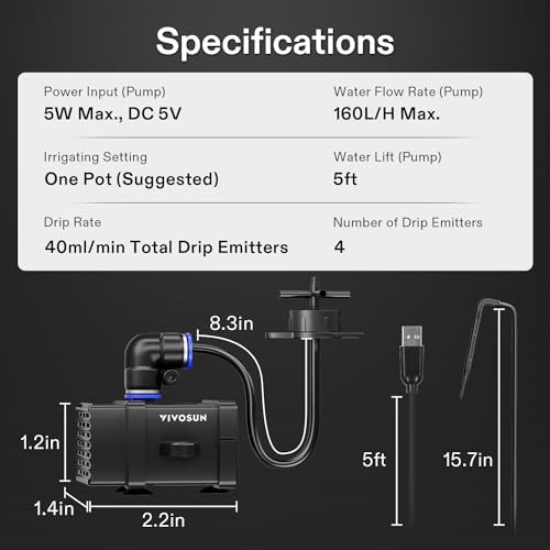 VIVOSUN FlexFeed Drip Irrigation Kit, 4W Automatic Irrigation System