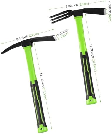 2-Piece Garden Hoe and Cultivator Hand Tool Set - 15" Carbon Steel Weeding Tools Gardening, Heavy Duty Hand Hoe, Rake & Pickaxe Digging Tools for Gardening, No Assembly Required