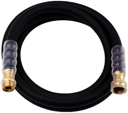 Heavy Duty Premium Garden Hose 10ft x 5/8", 300PSI Working, 1000PSI Burst, Hybrid Rubber Water Hose with Transparent Swivel Handle - Hot/Cold Water - Five Layered Braiding with Brass fittings (Black)
