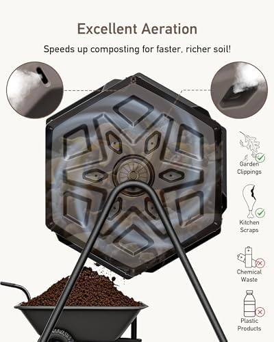 THE Growing 43 Gal Outdoor Compost Bin Tumbler for Backyard Garden, Brown