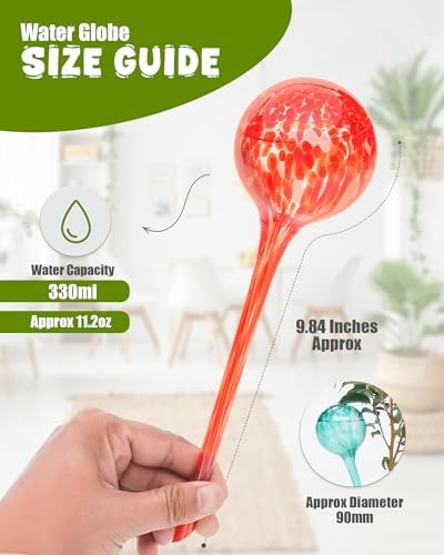 Iridescent Self Watering Globes, Glass Rainbow Plant Watering Globes, Self Watering Planter Insert, Automatic Plant Waterer Indoor (Large-6 Pcs Multi-Color)