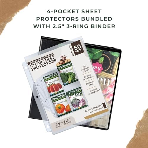 Performore Seed Storage Organizer Binder, 200 Pockets, Black