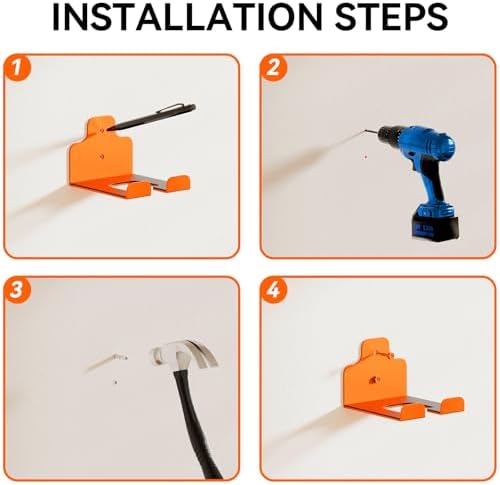 Garage Organizer Trimmer Rack,Garden Power Tool Hanger,2Pack,Orange