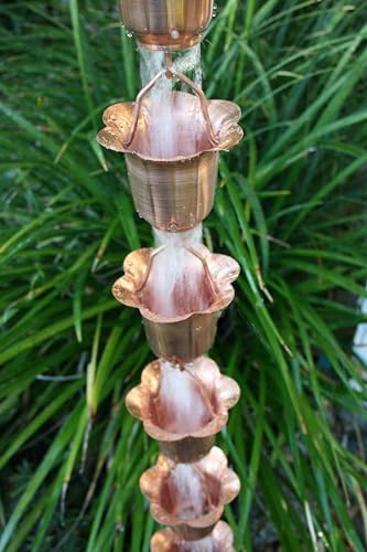 Nutshell Stores Flower Cups Rain Chain - Copper - 9 Feet