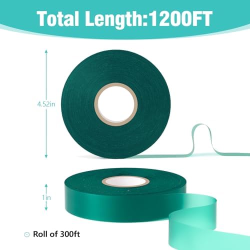1200Ft Plant Tape,1" Stretch Garden Tie Tape Roll, Plant Ribbon(4 Rolls)