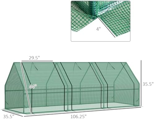 Durable Polyethylene Mini Greenhouse for Outdoor Gardening – Portable Grow Tent with Ventilation & UV Protection (Green + Steel)