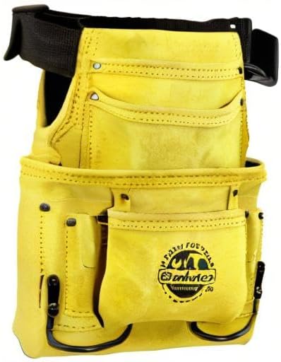 Graintex 10 Pocket Nail & Tool Pouch W/Belt PVC Buckle, Suede Leather Tool Bag, Tool Belt for Constructors, Electricians, Handymen, HVAC Tools, Professional Organizer
