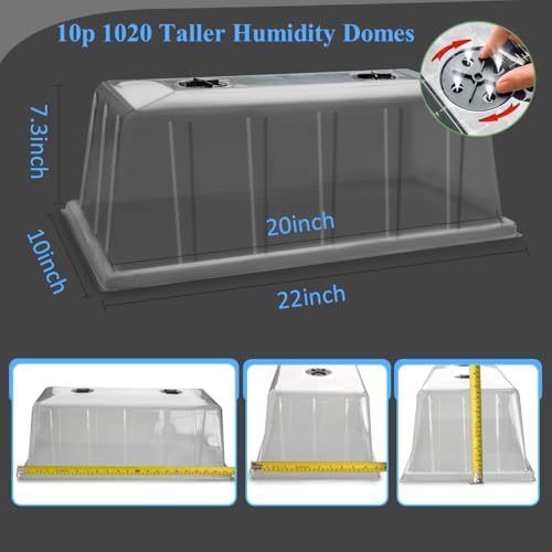 10 Pack 1020 Humidity Domes, 7.3" Tall Clear Seed Tray Cover