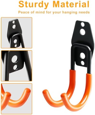 Heavy Duty Garage Hooks for Hanging, 2 Pack Metal Garage Organization Hooks, Garage Storage Hooks for Ladder Extension Cord Cable, Wall Mount Small Utility Hooks, Garden Tool Organizer/Hanger