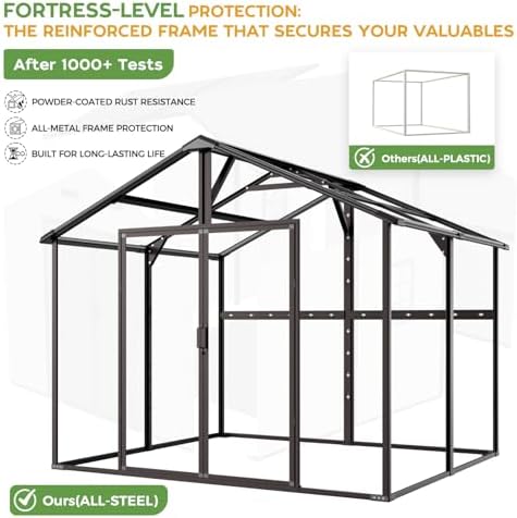 8x8 FT Resin Plastic Outdoor Storage Shed with Floor