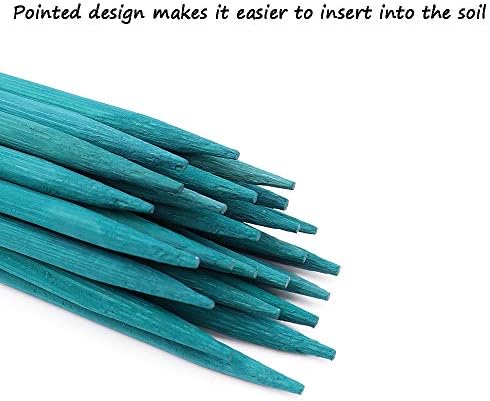 Plant Stakes 25Pcs,18IN Green Bamboo Sticks With25 Green Ties,Orchid Sticks