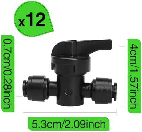 MIXC 12 Pack 1/4 Inch Drip Irrigation Valves, Quick Connect 1/4 Inch Drip Irrigation Shut Off Valves for 1/4" Tubing, Water Flow Control Sprinkler Valve for Drip Sprinkler Garden System
