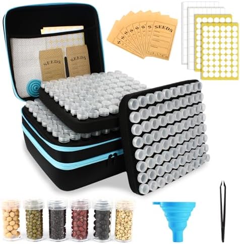 240 Slots Seed Storage Organizer with 30 Envelopes Portable Sturdy Seeds Container Box Airtight Garden Seed Saver Saving Kit (large-240 Slots)