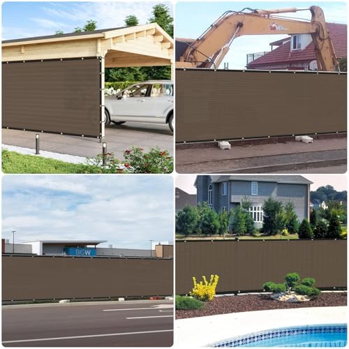 E&K Sunrise 6' x 99' Privacy Fence Screen with Grommets, Outdoor Windscreen Fence Covering Privacy Screen UV Blockage for Backyard Garden Patio, Zip Ties Included (Brown)