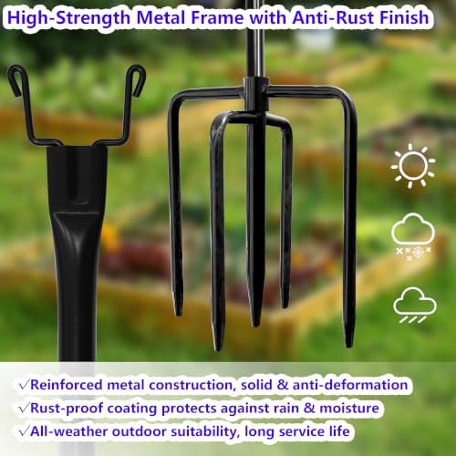 6 Pack 74 Inch Heavy Duty Metal Garden Netting Support Stakes 5 Prong