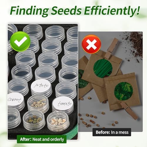 Douorgan Seed Storage Box, Portable Seed Saving Box, Sturdy Seed Organizer Kit Seed Envelopes Funnel Label, Seed Container for Flower Plants Vegetable Seed, L-120 Slots