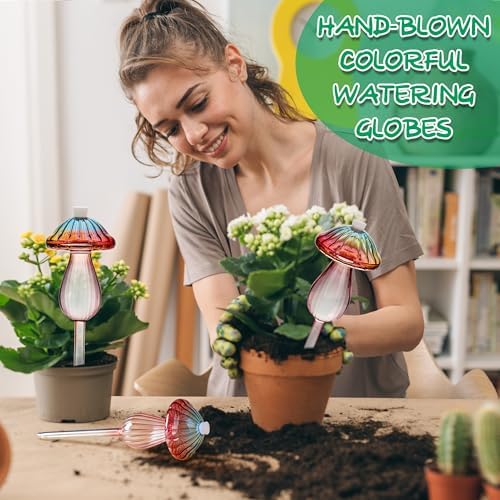 4 Pack Self Watering Globes for Plants Mushroom Glass Plant Watering Globes