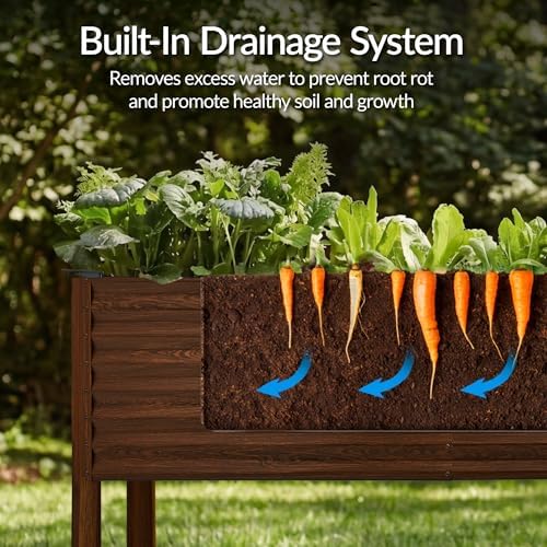 Best Choice Products 72x24x30in Non Toxic Galvanized Raised Garden Bed, Metal Elevated Planter Box, Vegetable Garden, 100% Non Toxic Materials - Dark Brown Wood Grain