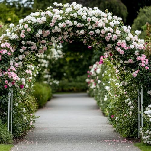 RUBFAC 7.8ft Garden Arbor, Metal Arch Frame for Wedding Ceremony