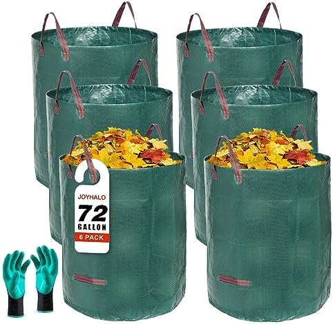 72 Gallon 6 Pack Leaf Bags Reusable for Lawn & Garden