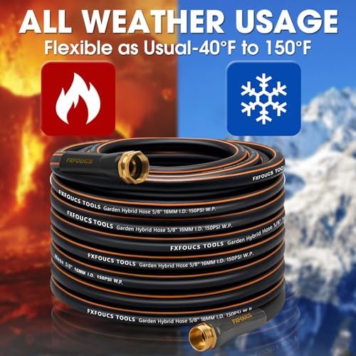 Garden Hose 75ft x 5/8", Heavy Duty Water Hose, Kink Resistant