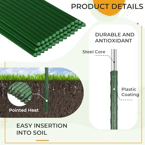176 Pcs Garden Stakes Steel Plant Support 4-7ft for Vegetables