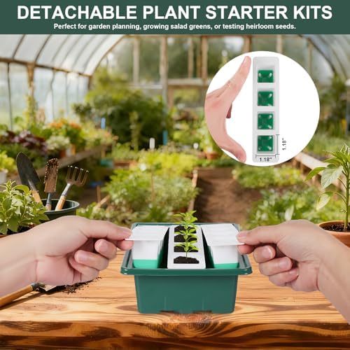 Sondiko Silicone Seed Starter Tray, 48 Cell Reusable Seed Starter Kit, Seedling Starter Trays with Humidity Dome, Mini Greenhouse Germination Kit, Perfect for Starting Vegetable, Flower & Herb Seeds