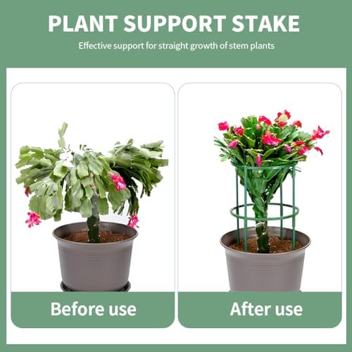 12Pack Plant Support Stake Half Round Plant Support Ring with 20 Pcs Clips