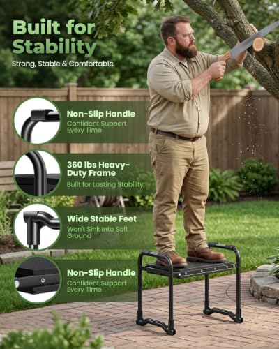 AZBESTPRO Garden Kneeler and Seat with Tool Belt, Folding Gardening Stool