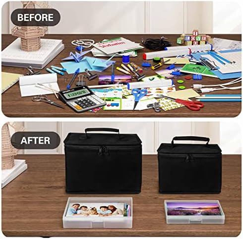 Barhon Photo Storage Boxes Set - 8 Pack 4x6 and 8 Pack 5x7, Photos Case Containers with Bag, Multi-Sized Seed Organizer with Handle for Stickers (Black)