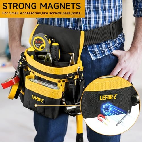 LEFOR·Z Tool Belt,14-Pockets Tool Belts for Men with Magnetic Tool Pouch