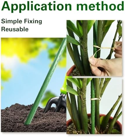Plant Stakes 24 inch, 2ft Steel Garden Stakes 30 Pack, Sturdy Plant Support for Climbing Plants, Tomatoes, Beans, Cucumbers, Peppers, Flowers, Potted, Strengthen and Stem to Grow Better