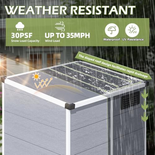 5 x 4 FT Plastic Outdoor Storage Shed with Floor, Resin Garden Shed