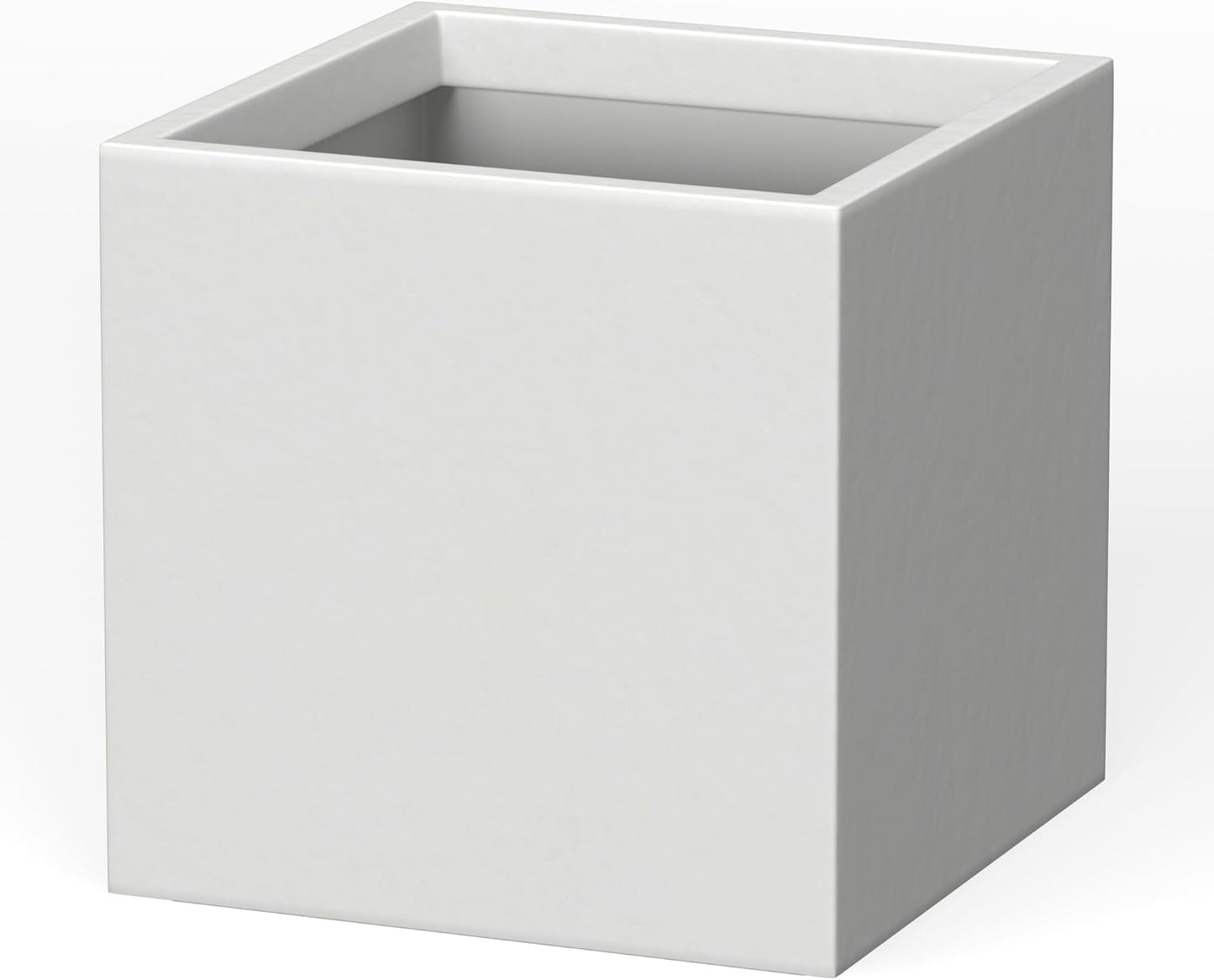 Kante 10 Inch Square Concrete Planter for Outdoor Indoor Home Patio Garden, Large Plant Pot with Drainage Hole and Rubber Plug, Pure White