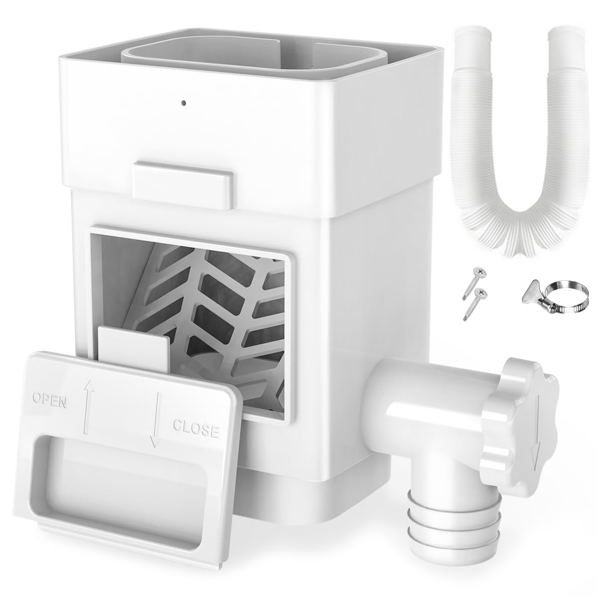 Anivia Rainwater Collection System, Downspout Diverter Fits for 2x3 or 3x4 Inch Standard Downspouts, Rain Barrel Diverter Kit with Adjustable Valve and Filter. 5ft Hose - White