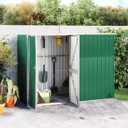 Large Grey Steel Garden Tool Shed - Outdoor Storage with Lockable Doors - Durable Garage and Backyard Organizer for Tools, Equipment, and Lawn Care Supplies